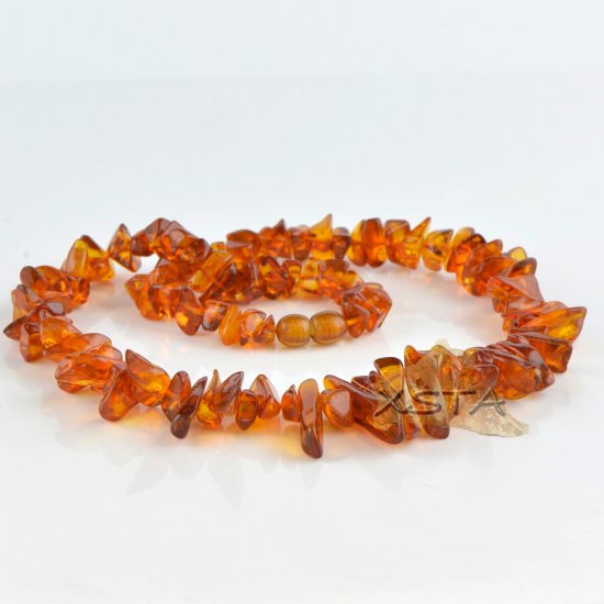 Natural cognac amber spike beads necklace 